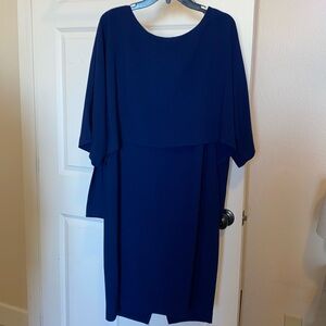 Adrianna Papell NWT 🌟dress with caplet style sleeveless top, dark blue.